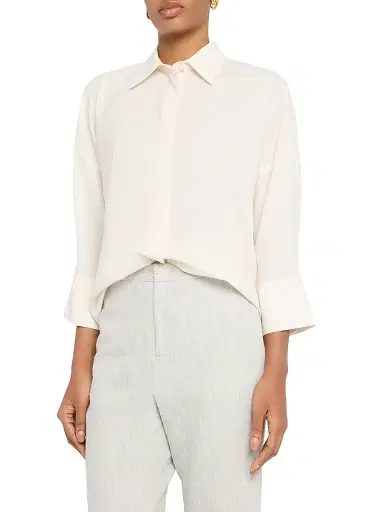 Fabiana Filippi Women's Bistretch Wool Tulle-Trim Button-Front Shirt - Burro - Size 8 | Thumbnail 3 Fabiana Filippi Women's Bistretch Wool Tulle-Trim Button-Front Shirt - Burro - Size 8 | Thumbnail 3