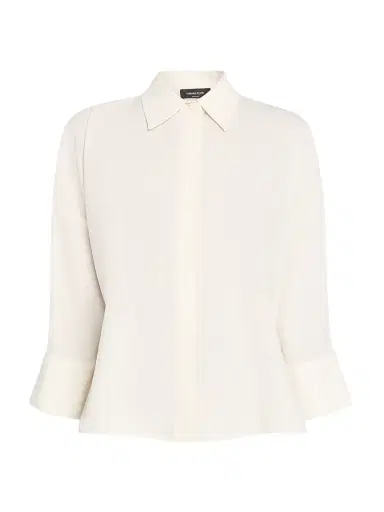 Fabiana Filippi Women's Bistretch Wool Tulle-Trim Button-Front Shirt - Burro - Size 8 | Thumbnail 1 Fabiana Filippi Women's Bistretch Wool Tulle-Trim Button-Front Shirt - Burro - Size 8 | Thumbnail 1