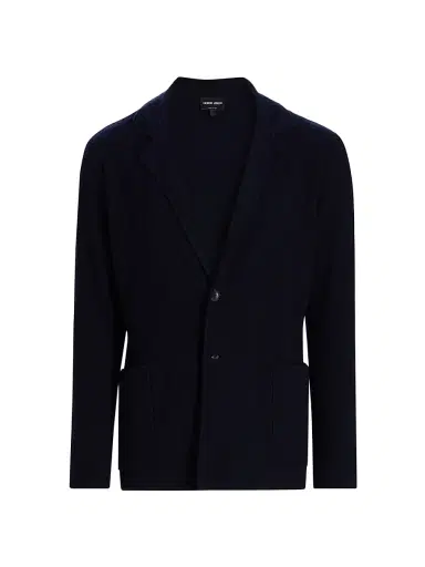 Giorgio Armani Men's Wool-Blend Knit Blazer - Solid Medieval | Thumbnail 1 Giorgio Armani Men's Wool-Blend Knit Blazer - Solid Medieval | Thumbnail 1