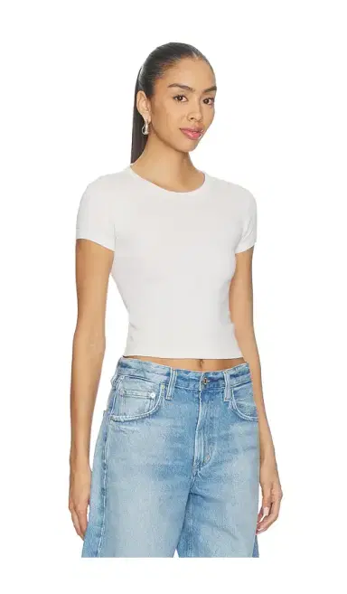ENZA COSTA Supima Baby Rib Cropped Tee | Thumbnail 2 ENZA COSTA Supima Baby Rib Cropped Tee | Thumbnail 2