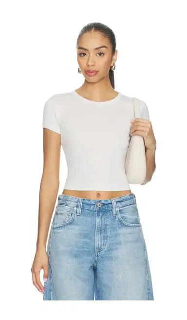 ENZA COSTA Supima Baby Rib Cropped Tee | Thumbnail 1 ENZA COSTA Supima Baby Rib Cropped Tee | Thumbnail 1