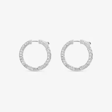 Ina Mar Ina Mar 14K White Gold 2.00 ctw Round Diamond Hoop Earrings by The Solist | Thumbnail 3 Ina Mar Ina Mar 14K White Gold 2.00 ctw Round Diamond Hoop Earrings by The Solist | Thumbnail 3