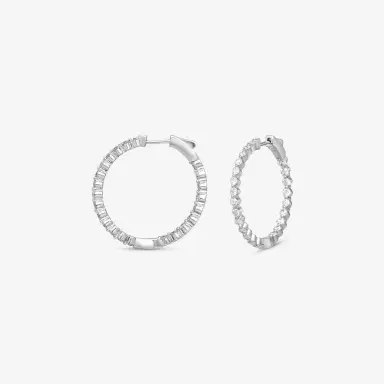 Ina Mar Ina Mar 14K White Gold 2.00 ctw Round Diamond Shared Prong Hoop Earrings by The Solist | Thumbnail 2 Ina Mar Ina Mar 14K White Gold 2.00 ctw Round Diamond Shared Prong Hoop Earrings by The Solist | Thumbnail 2