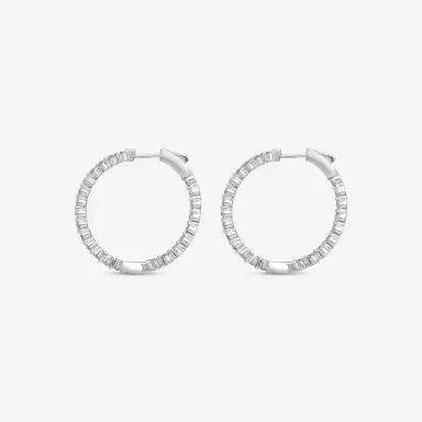 Ina Mar Ina Mar 14K White Gold 2.00 ctw Round Diamond Shared Prong Hoop Earrings by The Solist | Thumbnail 3 Ina Mar Ina Mar 14K White Gold 2.00 ctw Round Diamond Shared Prong Hoop Earrings by The Solist | Thumbnail 3