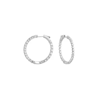 Ina Mar Ina Mar 14K White Gold 2.00 ctw Round Diamond Shared Prong Hoop Earrings by The Solist | Thumbnail 1 Ina Mar Ina Mar 14K White Gold 2.00 ctw Round Diamond Shared Prong Hoop Earrings by The Solist | Thumbnail 1