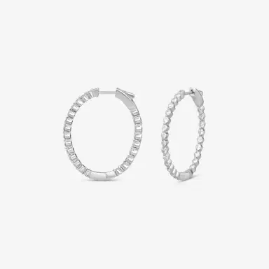 Ina Mar Ina Mar 14K White Gold 2.00 ctw Round Diamond Shared Prong Oval Hoop Earrings by The Solist | Thumbnail 2 Ina Mar Ina Mar 14K White Gold 2.00 ctw Round Diamond Shared Prong Oval Hoop Earrings by The Solist | Thumbnail 2