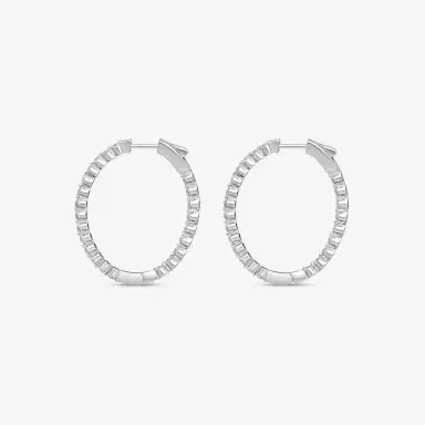 Ina Mar Ina Mar 14K White Gold 2.00 ctw Round Diamond Shared Prong Oval Hoop Earrings by The Solist | Thumbnail 3 Ina Mar Ina Mar 14K White Gold 2.00 ctw Round Diamond Shared Prong Oval Hoop Earrings by The Solist | Thumbnail 3