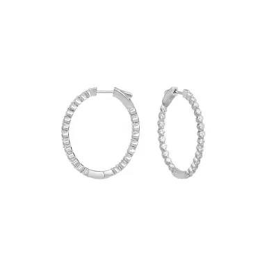 Ina Mar Ina Mar 14K White Gold 2.00 ctw Round Diamond Shared Prong Oval Hoop Earrings by The Solist | Thumbnail 1 Ina Mar Ina Mar 14K White Gold 2.00 ctw Round Diamond Shared Prong Oval Hoop Earrings by The Solist | Thumbnail 1