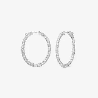 Ina Mar Ina Mar 14K White Gold 3.00 ctw Round Diamond Oval Hoop Earrings by The Solist | Thumbnail 2 Ina Mar Ina Mar 14K White Gold 3.00 ctw Round Diamond Oval Hoop Earrings by The Solist | Thumbnail 2