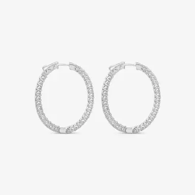 Ina Mar Ina Mar 14K White Gold 3.00 ctw Round Diamond Oval Hoop Earrings by The Solist | Thumbnail 3 Ina Mar Ina Mar 14K White Gold 3.00 ctw Round Diamond Oval Hoop Earrings by The Solist | Thumbnail 3