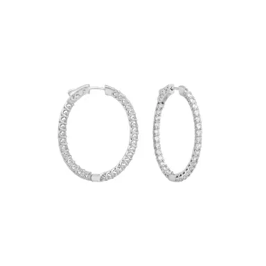 Ina Mar Ina Mar 14K White Gold 3.00 ctw Round Diamond Oval Hoop Earrings by The Solist | Thumbnail 1 Ina Mar Ina Mar 14K White Gold 3.00 ctw Round Diamond Oval Hoop Earrings by The Solist | Thumbnail 1