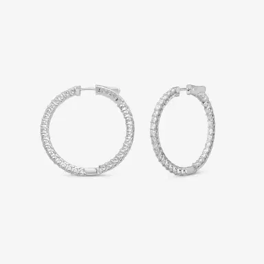 Ina Mar Ina Mar 14K White Gold 3.00 ctw Round Diamond Hoop Earrings by The Solist | Thumbnail 2 Ina Mar Ina Mar 14K White Gold 3.00 ctw Round Diamond Hoop Earrings by The Solist | Thumbnail 2