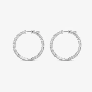 Ina Mar Ina Mar 14K White Gold 3.00 ctw Round Diamond Hoop Earrings by The Solist | Thumbnail 3 Ina Mar Ina Mar 14K White Gold 3.00 ctw Round Diamond Hoop Earrings by The Solist | Thumbnail 3