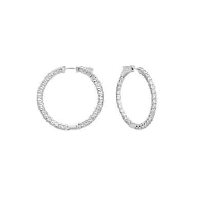 Ina Mar Ina Mar 14K White Gold 3.00 ctw Round Diamond Hoop Earrings by The Solist | Thumbnail 1 Ina Mar Ina Mar 14K White Gold 3.00 ctw Round Diamond Hoop Earrings by The Solist | Thumbnail 1