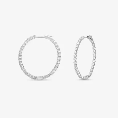 Ina Mar Ina Mar 14K White Gold 3.00 ctw Round Diamond Shared Prong Oval Hoop Earrings by The Solist | Thumbnail 2 Ina Mar Ina Mar 14K White Gold 3.00 ctw Round Diamond Shared Prong Oval Hoop Earrings by The Solist | Thumbnail 2