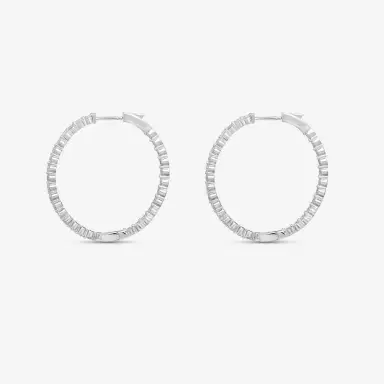 Ina Mar Ina Mar 14K White Gold 3.00 ctw Round Diamond Shared Prong Oval Hoop Earrings by The Solist | Thumbnail 3 Ina Mar Ina Mar 14K White Gold 3.00 ctw Round Diamond Shared Prong Oval Hoop Earrings by The Solist | Thumbnail 3