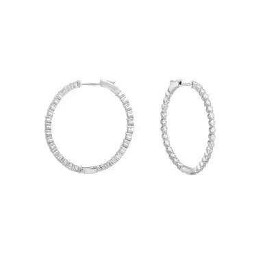 Ina Mar Ina Mar 14K White Gold 3.00 ctw Round Diamond Shared Prong Oval Hoop Earrings by The Solist | Thumbnail 1 Ina Mar Ina Mar 14K White Gold 3.00 ctw Round Diamond Shared Prong Oval Hoop Earrings by The Solist | Thumbnail 1