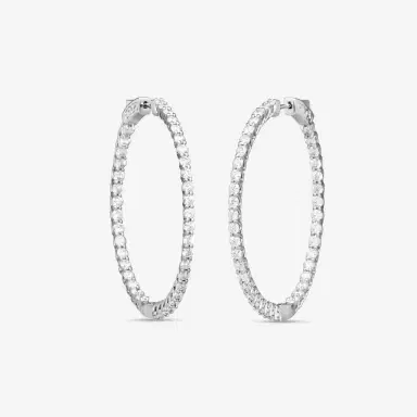 Ina Mar Ina Mar 14K White Gold 4.00 ctw Round Diamond Oval Hoop Earrings by The Solist | Thumbnail 2 Ina Mar Ina Mar 14K White Gold 4.00 ctw Round Diamond Oval Hoop Earrings by The Solist | Thumbnail 2