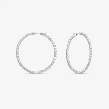 Ina Mar Ina Mar 14K White Gold 4.00 ctw Round Diamond Shared Prong Hoop Earrings by The Solist | Thumbnail 2 Ina Mar Ina Mar 14K White Gold 4.00 ctw Round Diamond Shared Prong Hoop Earrings by The Solist | Thumbnail 2