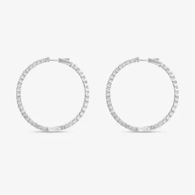 Ina Mar Ina Mar 14K White Gold 4.00 ctw Round Diamond Shared Prong Hoop Earrings by The Solist | Thumbnail 3 Ina Mar Ina Mar 14K White Gold 4.00 ctw Round Diamond Shared Prong Hoop Earrings by The Solist | Thumbnail 3