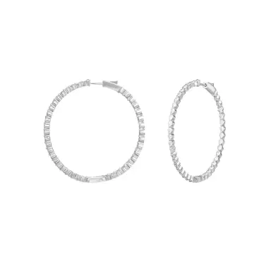 Ina Mar Ina Mar 14K White Gold 4.00 ctw Round Diamond Shared Prong Hoop Earrings by The Solist | Thumbnail 1 Ina Mar Ina Mar 14K White Gold 4.00 ctw Round Diamond Shared Prong Hoop Earrings by The Solist | Thumbnail 1