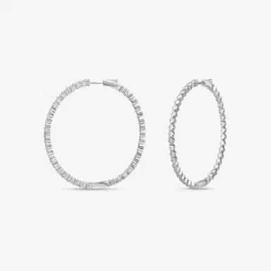 Ina Mar Ina Mar 14K White Gold 4.00 ctw Round Diamond Shared Prong Oval Hoop Earrings by The Solist | Thumbnail 2 Ina Mar Ina Mar 14K White Gold 4.00 ctw Round Diamond Shared Prong Oval Hoop Earrings by The Solist | Thumbnail 2