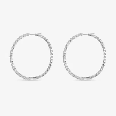Ina Mar Ina Mar 14K White Gold 4.00 ctw Round Diamond Shared Prong Oval Hoop Earrings by The Solist | Thumbnail 3 Ina Mar Ina Mar 14K White Gold 4.00 ctw Round Diamond Shared Prong Oval Hoop Earrings by The Solist | Thumbnail 3