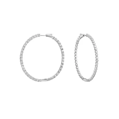 Ina Mar Ina Mar 14K White Gold 4.00 ctw Round Diamond Shared Prong Oval Hoop Earrings by The Solist | Thumbnail 1 Ina Mar Ina Mar 14K White Gold 4.00 ctw Round Diamond Shared Prong Oval Hoop Earrings by The Solist | Thumbnail 1
