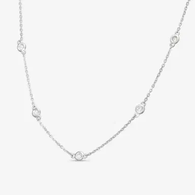Ina Mar Ina Mar 14K White Gold Round Diamond Bezel Station Necklace by The Solist | Thumbnail 2 Ina Mar Ina Mar 14K White Gold Round Diamond Bezel Station Necklace by The Solist | Thumbnail 2