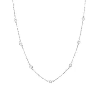 Ina Mar Ina Mar 14K White Gold Round Diamond Bezel Station Necklace by The Solist | Thumbnail 1 Ina Mar Ina Mar 14K White Gold Round Diamond Bezel Station Necklace by The Solist | Thumbnail 1