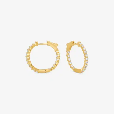 Ina Mar Ina Mar 14K Yellow Gold 1.00 ctw Round Diamond Shared Prong Hoop Earrings by The Solist | Thumbnail 2 Ina Mar Ina Mar 14K Yellow Gold 1.00 ctw Round Diamond Shared Prong Hoop Earrings by The Solist | Thumbnail 2
