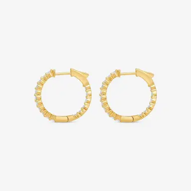 Ina Mar Ina Mar 14K Yellow Gold 1.00 ctw Round Diamond Shared Prong Hoop Earrings by The Solist | Thumbnail 3 Ina Mar Ina Mar 14K Yellow Gold 1.00 ctw Round Diamond Shared Prong Hoop Earrings by The Solist | Thumbnail 3