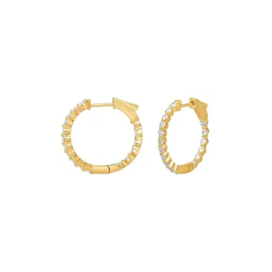Ina Mar Ina Mar 14K Yellow Gold 1.00 ctw Round Diamond Shared Prong Hoop Earrings by The Solist | Thumbnail 1 Ina Mar Ina Mar 14K Yellow Gold 1.00 ctw Round Diamond Shared Prong Hoop Earrings by The Solist | Thumbnail 1