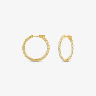Ina Mar Ina Mar 14K Yellow Gold 2.00 ctw Round Diamond Shared Prong Hoop Earrings by The Solist | Thumbnail 2 Ina Mar Ina Mar 14K Yellow Gold 2.00 ctw Round Diamond Shared Prong Hoop Earrings by The Solist | Thumbnail 2
