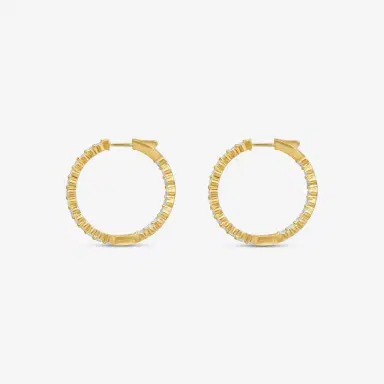 Ina Mar Ina Mar 14K Yellow Gold 2.00 ctw Round Diamond Shared Prong Hoop Earrings by The Solist | Thumbnail 3 Ina Mar Ina Mar 14K Yellow Gold 2.00 ctw Round Diamond Shared Prong Hoop Earrings by The Solist | Thumbnail 3