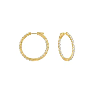 Ina Mar Ina Mar 14K Yellow Gold 2.00 ctw Round Diamond Shared Prong Hoop Earrings by The Solist | Thumbnail 1 Ina Mar Ina Mar 14K Yellow Gold 2.00 ctw Round Diamond Shared Prong Hoop Earrings by The Solist | Thumbnail 1