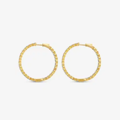 Ina Mar Ina Mar 14K Yellow Gold 3.00 ctw Round Diamond Shared Prong Hoop Earrings by The Solist | Thumbnail 2 Ina Mar Ina Mar 14K Yellow Gold 3.00 ctw Round Diamond Shared Prong Hoop Earrings by The Solist | Thumbnail 2
