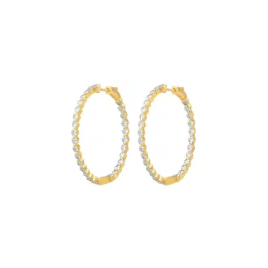 Ina Mar Ina Mar 14K Yellow Gold 3.00 ctw Round Diamond Shared Prong Hoop Earrings by The Solist | Thumbnail 1 Ina Mar Ina Mar 14K Yellow Gold 3.00 ctw Round Diamond Shared Prong Hoop Earrings by The Solist | Thumbnail 1