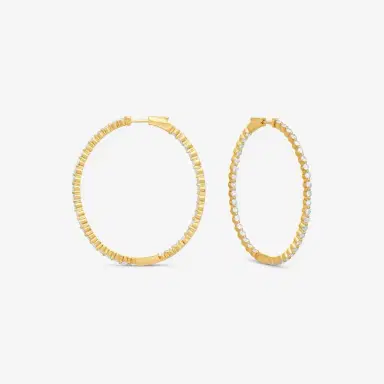 Ina Mar Ina Mar 14K Yellow Gold 4.00 ctw Round Diamond Shared Prong Oval Hoop Earrings by The Solist | Thumbnail 2 Ina Mar Ina Mar 14K Yellow Gold 4.00 ctw Round Diamond Shared Prong Oval Hoop Earrings by The Solist | Thumbnail 2