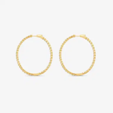 Ina Mar Ina Mar 14K Yellow Gold 4.00 ctw Round Diamond Shared Prong Oval Hoop Earrings by The Solist | Thumbnail 3 Ina Mar Ina Mar 14K Yellow Gold 4.00 ctw Round Diamond Shared Prong Oval Hoop Earrings by The Solist | Thumbnail 3