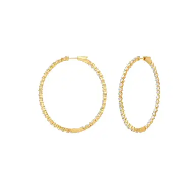 Ina Mar Ina Mar 14K Yellow Gold 4.00 ctw Round Diamond Shared Prong Oval Hoop Earrings by The Solist | Thumbnail 1 Ina Mar Ina Mar 14K Yellow Gold 4.00 ctw Round Diamond Shared Prong Oval Hoop Earrings by The Solist | Thumbnail 1