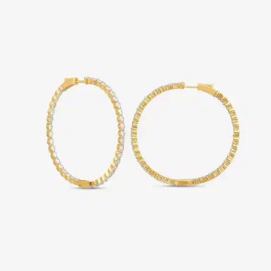 Ina Mar Ina Mar 14K Yellow Gold 4.00 ctw Round Diamond Shared Prong Oval Hoop Earrings by The Solist | Thumbnail 2 Ina Mar Ina Mar 14K Yellow Gold 4.00 ctw Round Diamond Shared Prong Oval Hoop Earrings by The Solist | Thumbnail 2