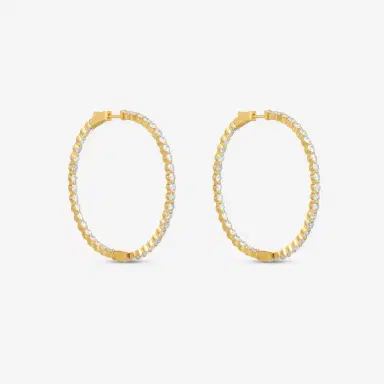 Ina Mar Ina Mar 14K Yellow Gold 4.00 ctw Round Diamond Shared Prong Oval Hoop Earrings by The Solist | Thumbnail 3 Ina Mar Ina Mar 14K Yellow Gold 4.00 ctw Round Diamond Shared Prong Oval Hoop Earrings by The Solist | Thumbnail 3