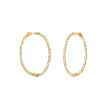Ina Mar Ina Mar 14K Yellow Gold 4.00 ctw Round Diamond Shared Prong Oval Hoop Earrings by The Solist | Thumbnail 1 Ina Mar Ina Mar 14K Yellow Gold 4.00 ctw Round Diamond Shared Prong Oval Hoop Earrings by The Solist | Thumbnail 1