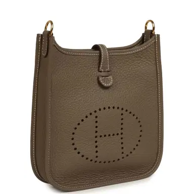 HERMÈS Pre-owned Hermes Evelyne TPM Etoupe Clemence Gold Hardware | Thumbnail 2 HERMÈS Pre-owned Hermes Evelyne TPM Etoupe Clemence Gold Hardware | Thumbnail 2