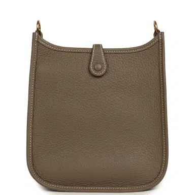 HERMÈS Pre-owned Hermes Evelyne TPM Etoupe Clemence Gold Hardware | Thumbnail 4 HERMÈS Pre-owned Hermes Evelyne TPM Etoupe Clemence Gold Hardware | Thumbnail 4
