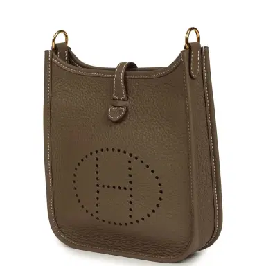 HERMÈS Pre-owned Hermes Evelyne TPM Etoupe Clemence Gold Hardware | Thumbnail 5 HERMÈS Pre-owned Hermes Evelyne TPM Etoupe Clemence Gold Hardware | Thumbnail 5