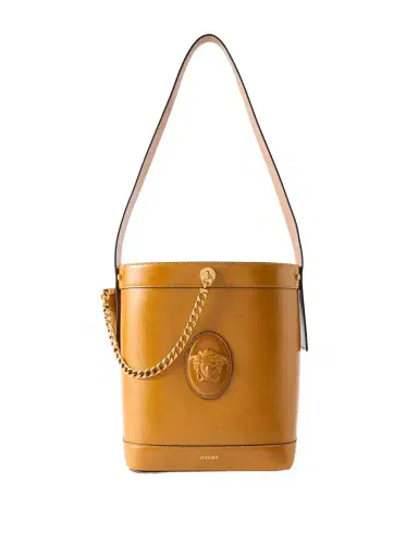 Versace Pivot Small Leather Bucket Bag | Thumbnail 1 Versace Pivot Small Leather Bucket Bag | Thumbnail 1