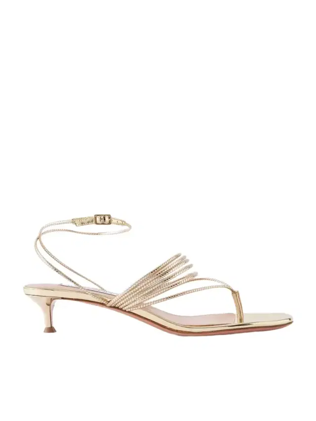 Aquazzura Solare 30 Metallic Leather Sandals