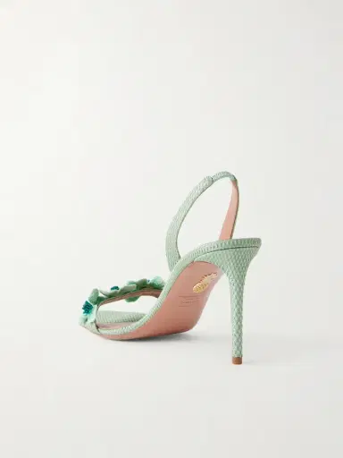Aquazzura Passionflower 85 Embellished Raffia Slingback Sandals | Thumbnail 3 Aquazzura Passionflower 85 Embellished Raffia Slingback Sandals | Thumbnail 3